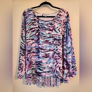 Jennifer Lopez Multicolor Animal Print Blouse